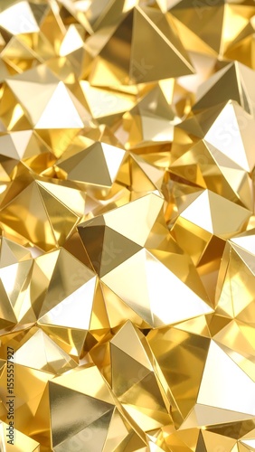 Geometric Crystal and Wood Polygon Textures in Luxury 3D Abstract Style