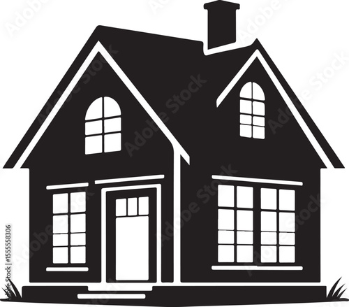 Silhouette of a charming home symbolizing shelter and peaceful family life