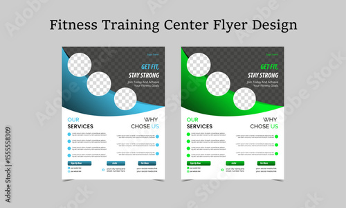Fitness Training center flyer design, modern gym center flyer template