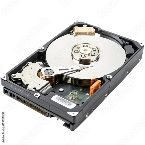 Hard Drive Disk Detailed Internal Components on transparent background