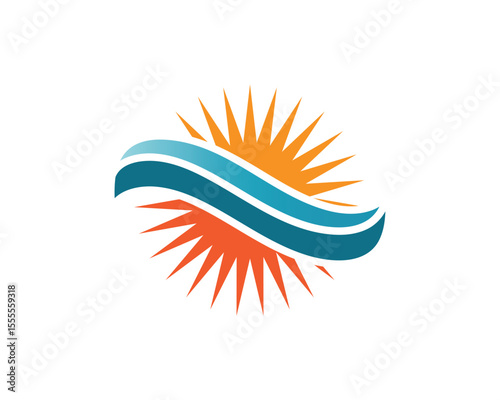 Sun logo and symbols star icon web Vector -
