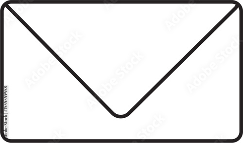 A clean, minimalist black outline illustration of a closed envelope with a large triangular flap pointing downward. The envelope has slightly rounded corners and no seal or decoration.