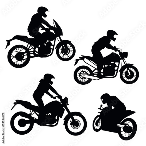 Motorcycle Rider Silhouette Set – Sport Bikes