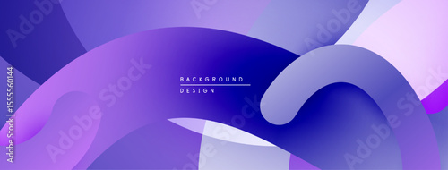 Abstract fluid shapes, purple hues dominate design. Gradient transitions create dynamic visual effect. Modern background texture.