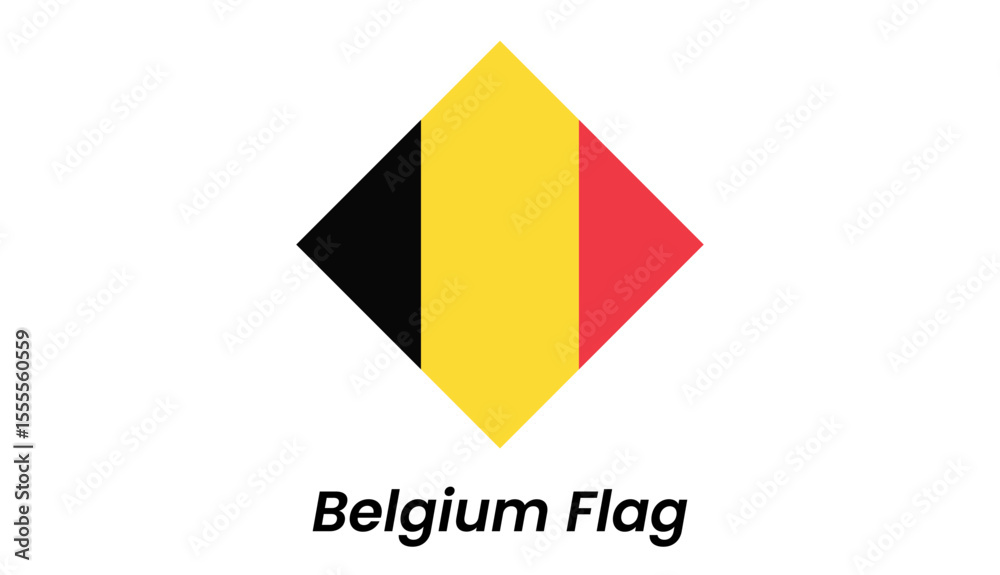 Fototapeta premium Belgium flag icon with vertical black, yellow, and red stripes in a clean flat style.