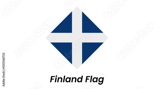 Finland flag icon with blue Nordic cross on white background in a minimalist vector style.