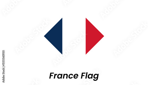 France flag icon with vertical blue, white, and red stripes in a modern flat design.