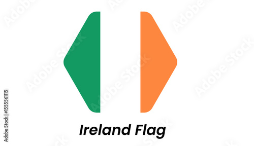 Ireland flag icon with vertical green, white, and orange stripes in flat vector style.