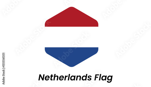 Netherlands flag icon with horizontal red, white, and blue stripes in a clean vector layout.