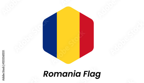 Romania flag icon with vertical blue, yellow, and red stripes in a minimalist flat style