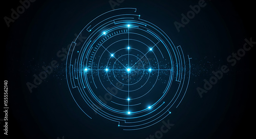Futuristic Blue HUD Interface Elements Pack with Circular Radar and Glowing Target Indicators
