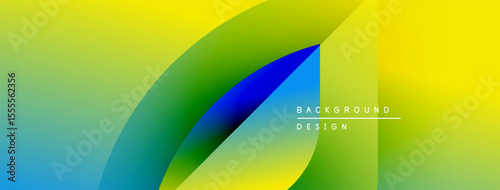Abstract gradient design. Vivid yellow, green, blue hues blend smoothly. Modern aesthetic, clean lines, simple composition. Background element.