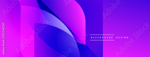 Abstract gradient shapes overlap, creating vibrant purple, blue hues. Modern design element for backgrounds, banners, presentations.