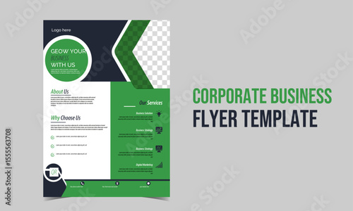 Business flyer design, corporate flyer template, geometric shape flyer.