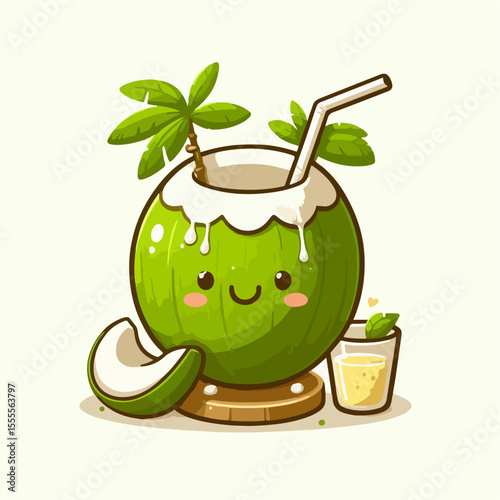 illustration of young coconut drink 