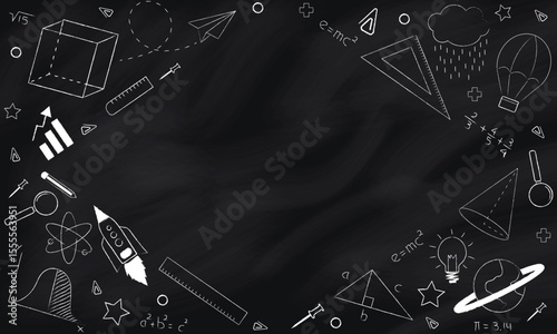Back to school doodle background on chalkboard