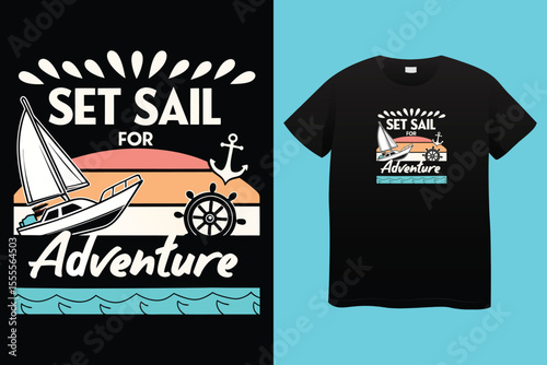 Grey tshirt design medieval ship sailing ocean waves
