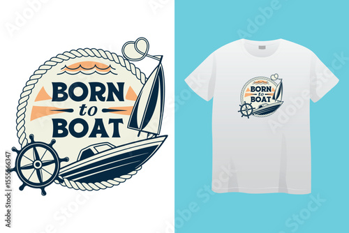 Grey tshirt design medieval ship sailing ocean waves