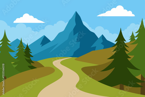 Winter mountain landscape with scenic snow-covered peaks and a clear sky, offering a panoramic view of nature's beauty