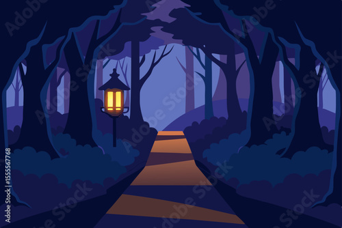 Enchanted Forest Path A Nighttime Journey Through the Woods