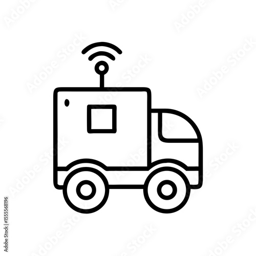 Automated delivery robot icon with wireless signal for logistics  