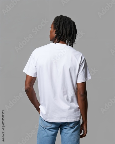 minimal white t-shirt on gray backdrop mockup