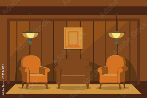 Modern interior living room with luxury furniture and a stylish fireplace