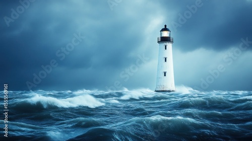 Wallpaper Mural Lighthouse amidst stormy sea (1) Torontodigital.ca