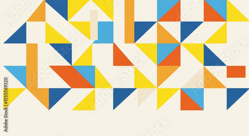 An abstract seamless geometric colorful pattern background with copy space