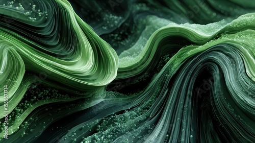 Wallpaper Mural Abstract swirling green and dark tones Torontodigital.ca