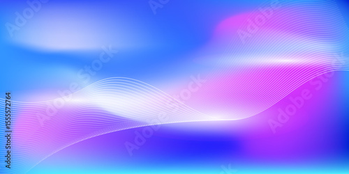 Abstract blue gradient background with shining lines waves. Minimalist background for banner, cover, brochure, plyer, website