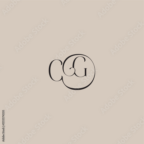 monogram wedding logo elegant and luxury style CG dinamyc curvy initial concept letter