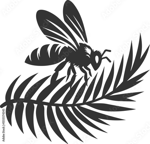 A bee insect black vector illustration silhouette drawing