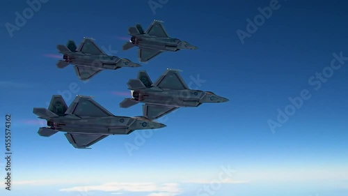 A sleek squadron of fighter jets flies gracefully through a vibrant sunset sky. the dramatic scene evokes a sense of power and freedom