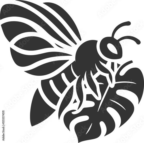 A bee insect black vector illustration silhouette drawing