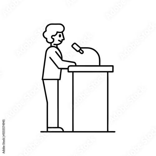 A Person Giving a Speech at a Podium with a Microphone, Expressing Important Ideas and Inspiring the Audience for Progress