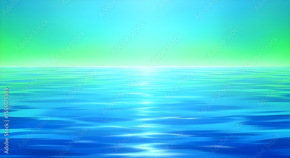 Obraz premium Abstract Colorful Water and Sky Horizon Background with Blue and Green Gradient