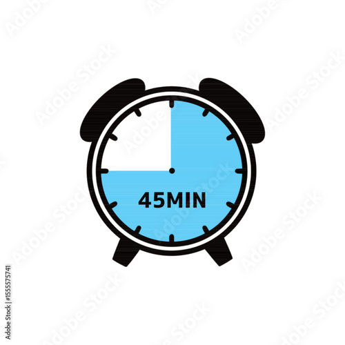 45 Minutes Time Clock Icon Vector