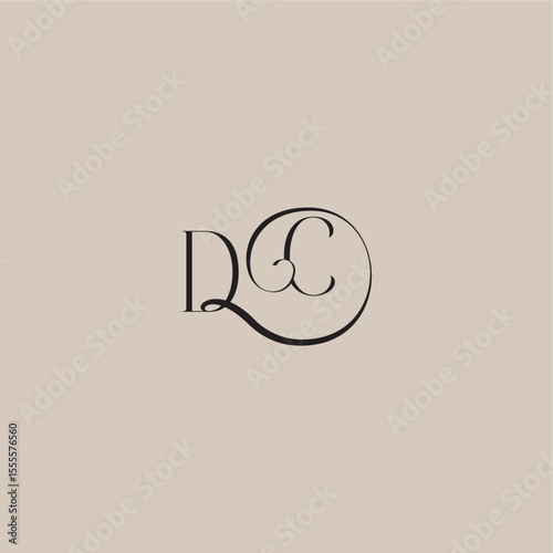 monogram wedding logo elegant and luxury style DC dinamyc curvy initial concept letter