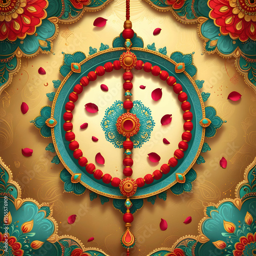 Happy raksha bandhan, rakhi poster floral background