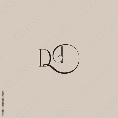 monogram wedding logo elegant and luxury style DI dinamyc curvy initial concept letter