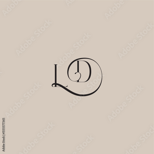 monogram wedding logo elegant and luxury style LD dinamyc curvy initial concept letter
