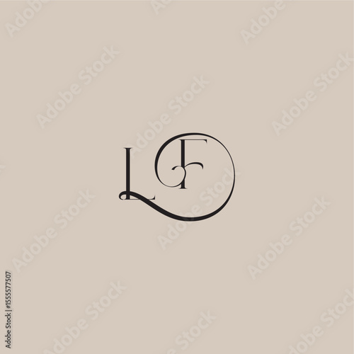 monogram wedding logo elegant and luxury style LF dinamyc curvy initial concept letter