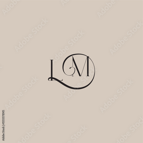 monogram wedding logo elegant and luxury style LM dinamyc curvy initial concept letter