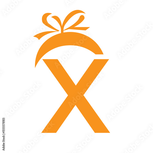 Initial Letter X Gift Logo Design For Event, Anniversary, Birthday, and Party Symbol