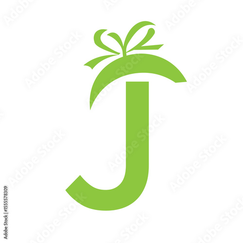 Initial Letter J Gift Logo Design For Event, Anniversary, Birthday, and Party Symbol