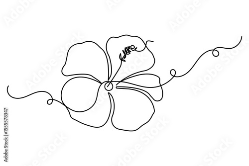 Hibiscus flower one line drawing minimalist vector illustration

