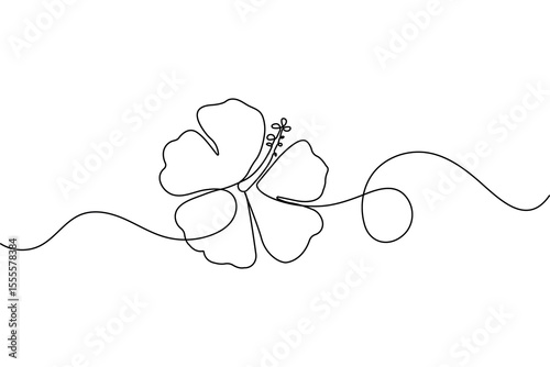 Hibiscus flower one line drawing minimalist vector illustration
