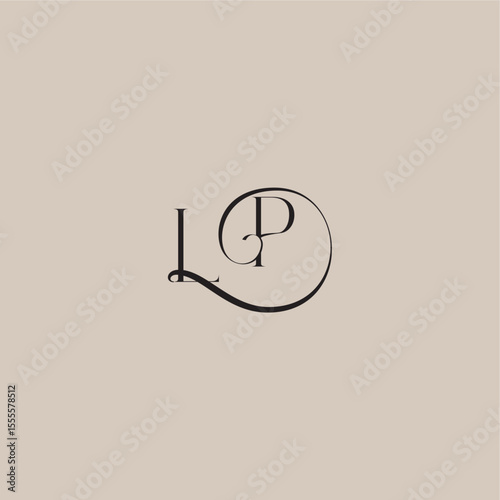monogram wedding logo elegant and luxury style LP dinamyc curvy initial concept letter