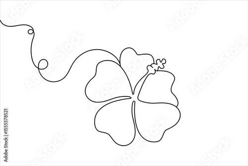 Hibiscus flower one line drawing minimalist vector illustration
